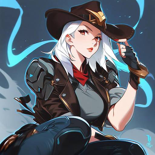 Illustration of Ashe (overwatch), overwatch in the style of Feguimel