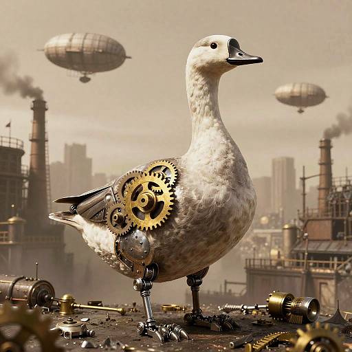 Steampunk Agoose in Industrial City