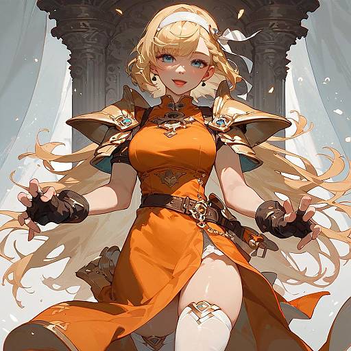 Anime Girl in Orange Dress