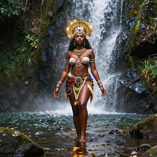 Oxum Goddess by Waterfall