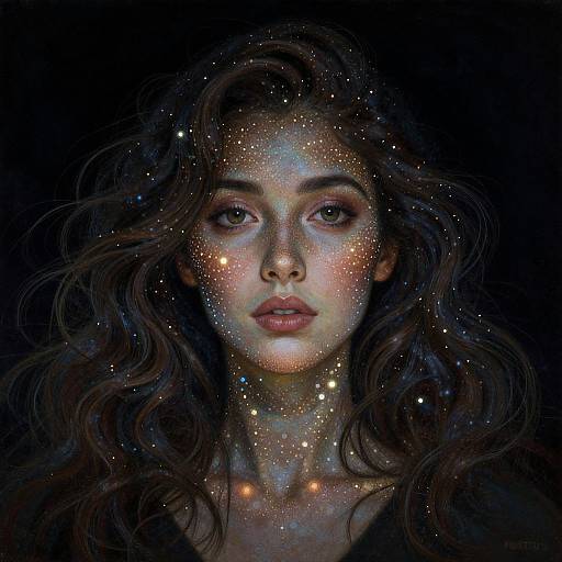 Ethereal Woman with Glowing Dots