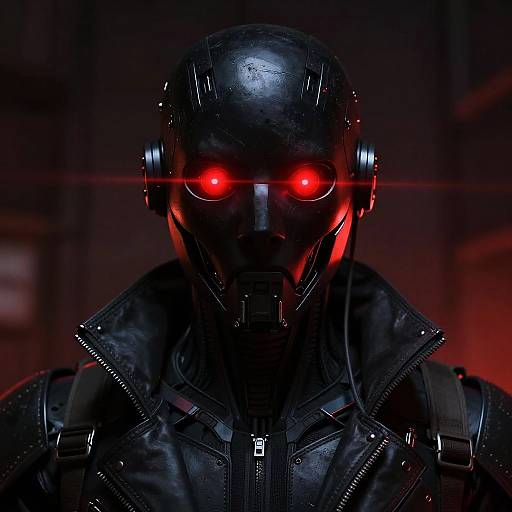 Cybernetic Hunter Portrait in Crimson