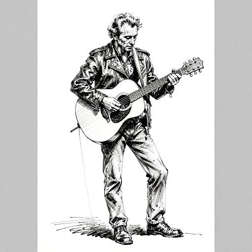 Pen and Ink Guitarist Study