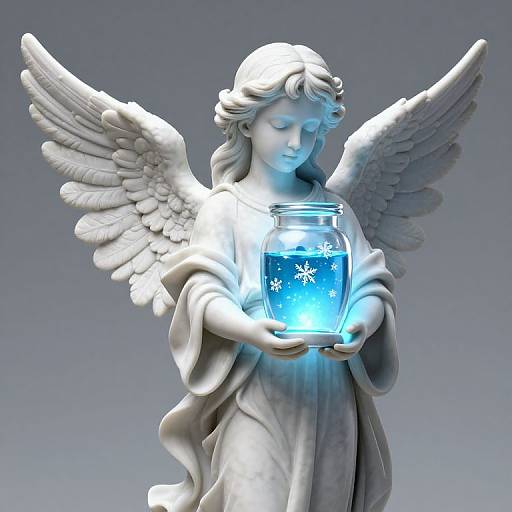 3D Marble Statue of Serene Angel