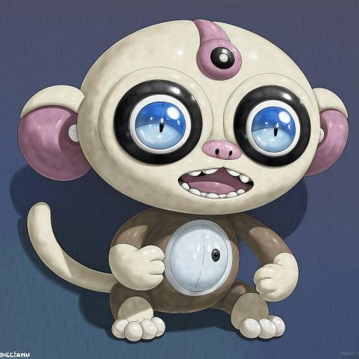 Illustration of Aipom, pokemon in the style of Suichuu hanabi