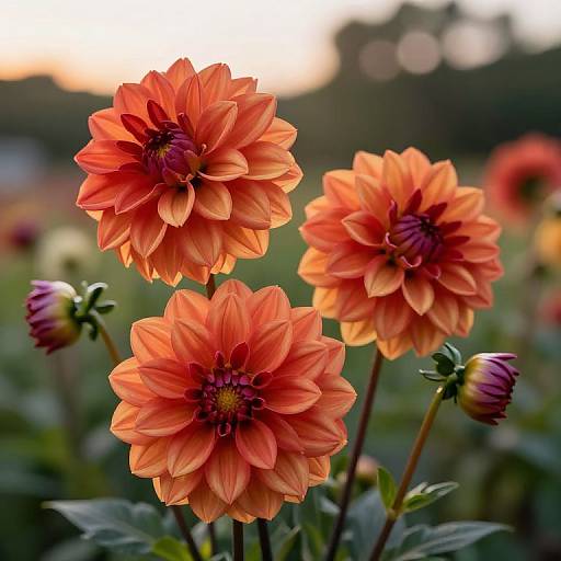 Vibrant Dahlias at Sunset Garden