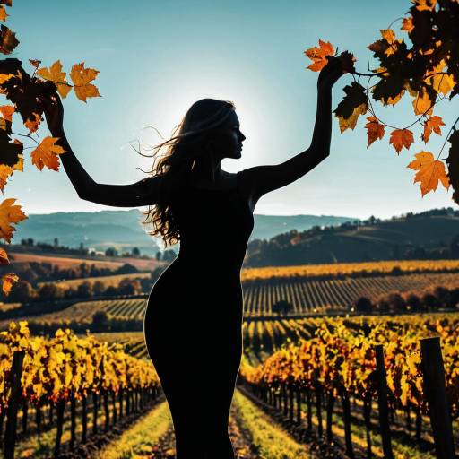 Vibrant Goddess Over Autumn Vineyard