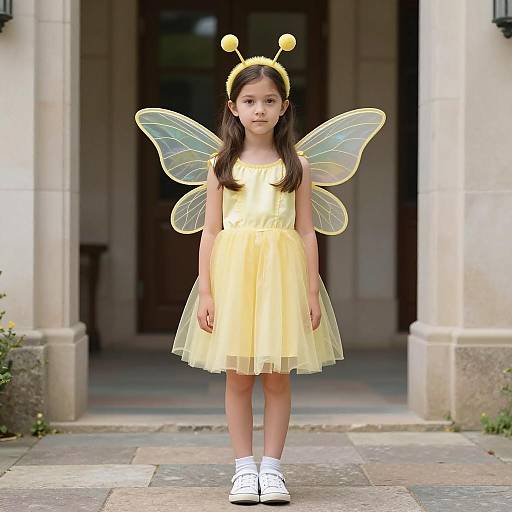 Young Girl in Yellow Fairy Costume