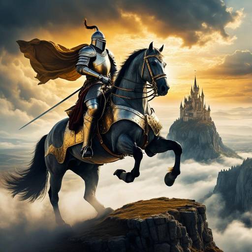 Epic Knight on Cliff with Castle