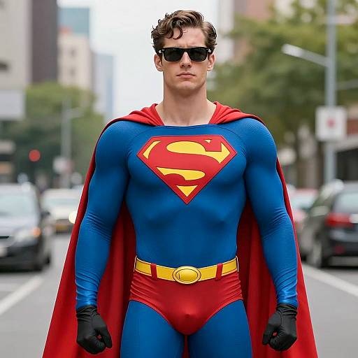 Realistic Superman Costume in Urban Setting