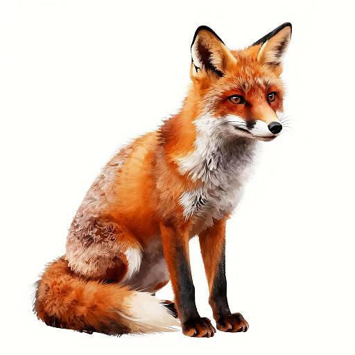 Watercolor Digital Red Fox Illustration