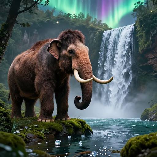 Enchanted Woolly Mammoth by Gem Waterfall