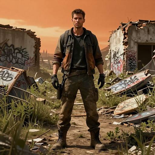 Post-Apocalyptic Teacher Scavenging Ruins