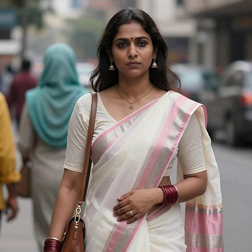 Urban Elegance: Indian Woman in Saree