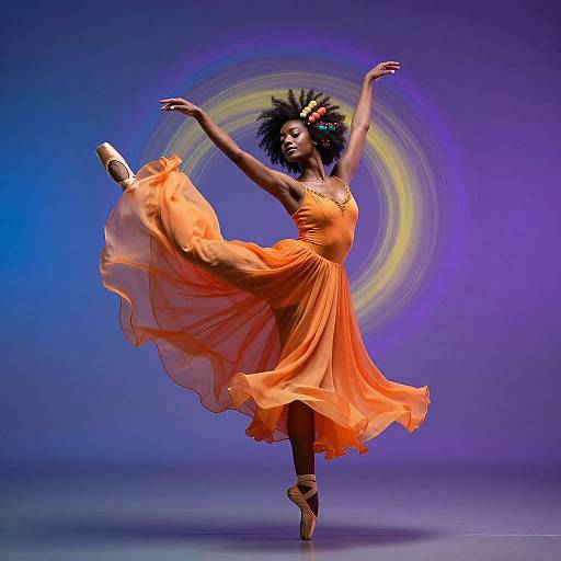 Elegant Ballerina in Vibrant Orange Dress