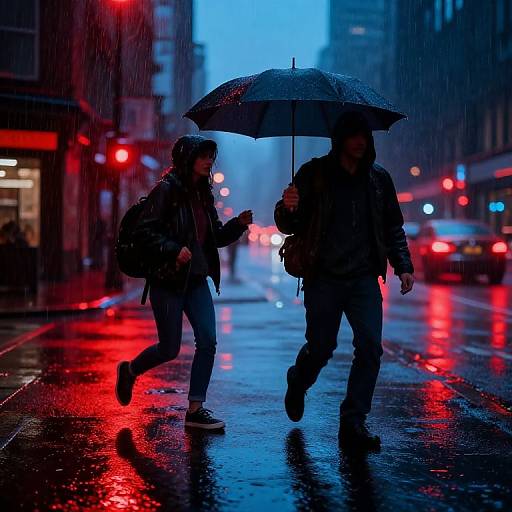Cinematic Rainy Urban Action Scene