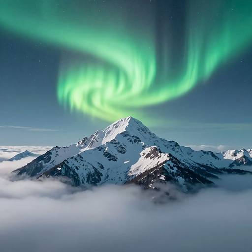 Aurora-lit Snowy Mountain Peak