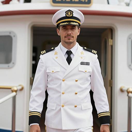 Confident Ship Captain in Nautical Cosplay