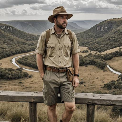 Explorer in Safari Outfit at Scenic Overlook