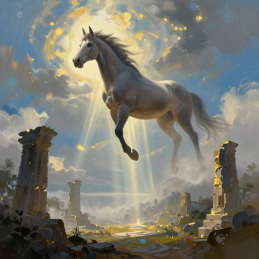 Majestic Schwalbe Over Mystical Ruins