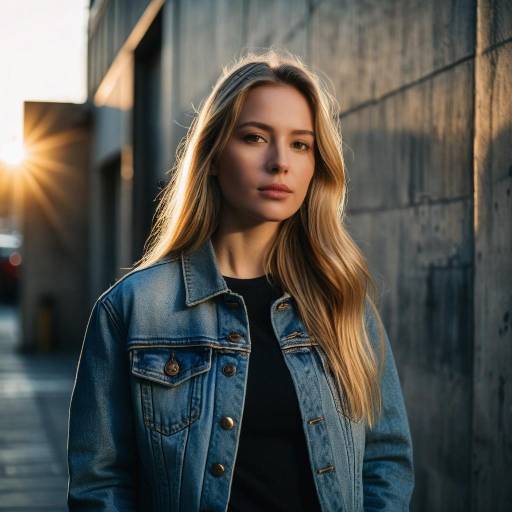 Young Woman in Denim Jacket at Sunset