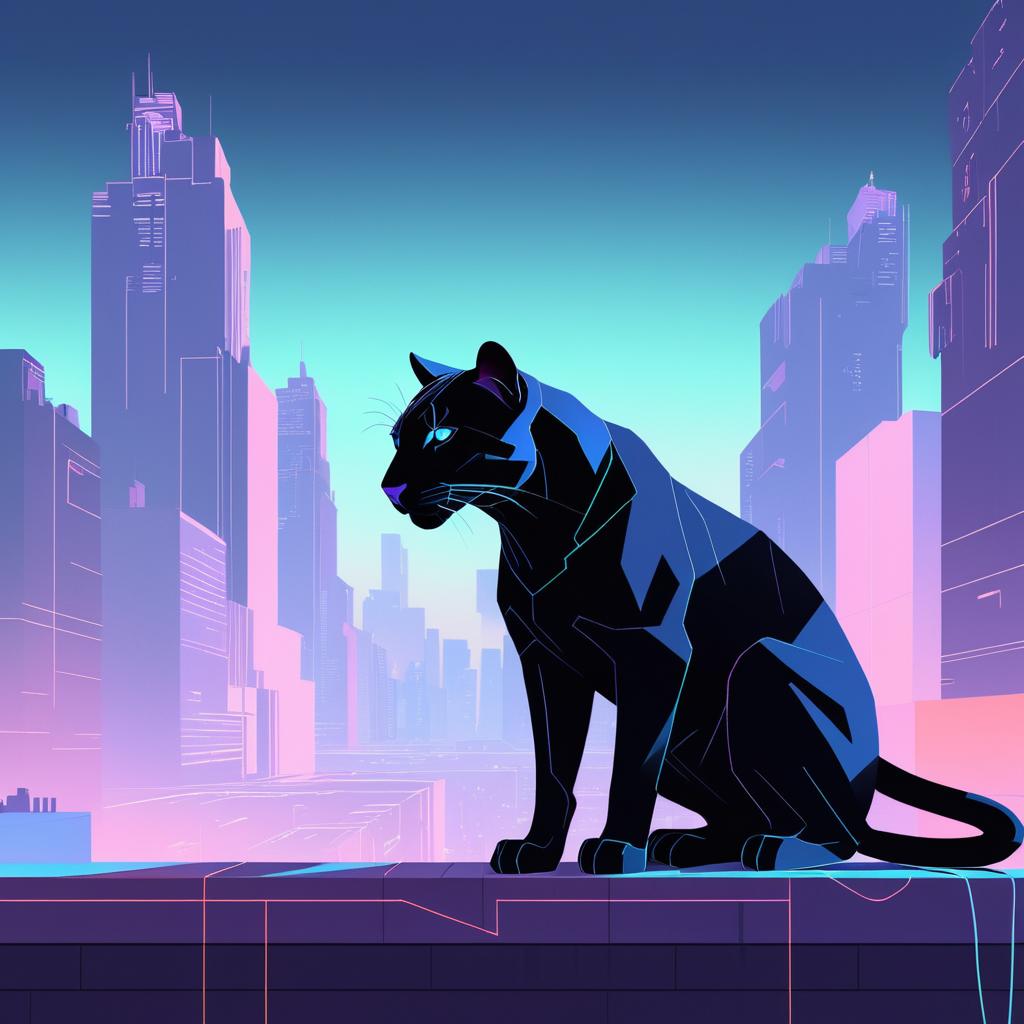 Dystopian Panther Portrait with Wires