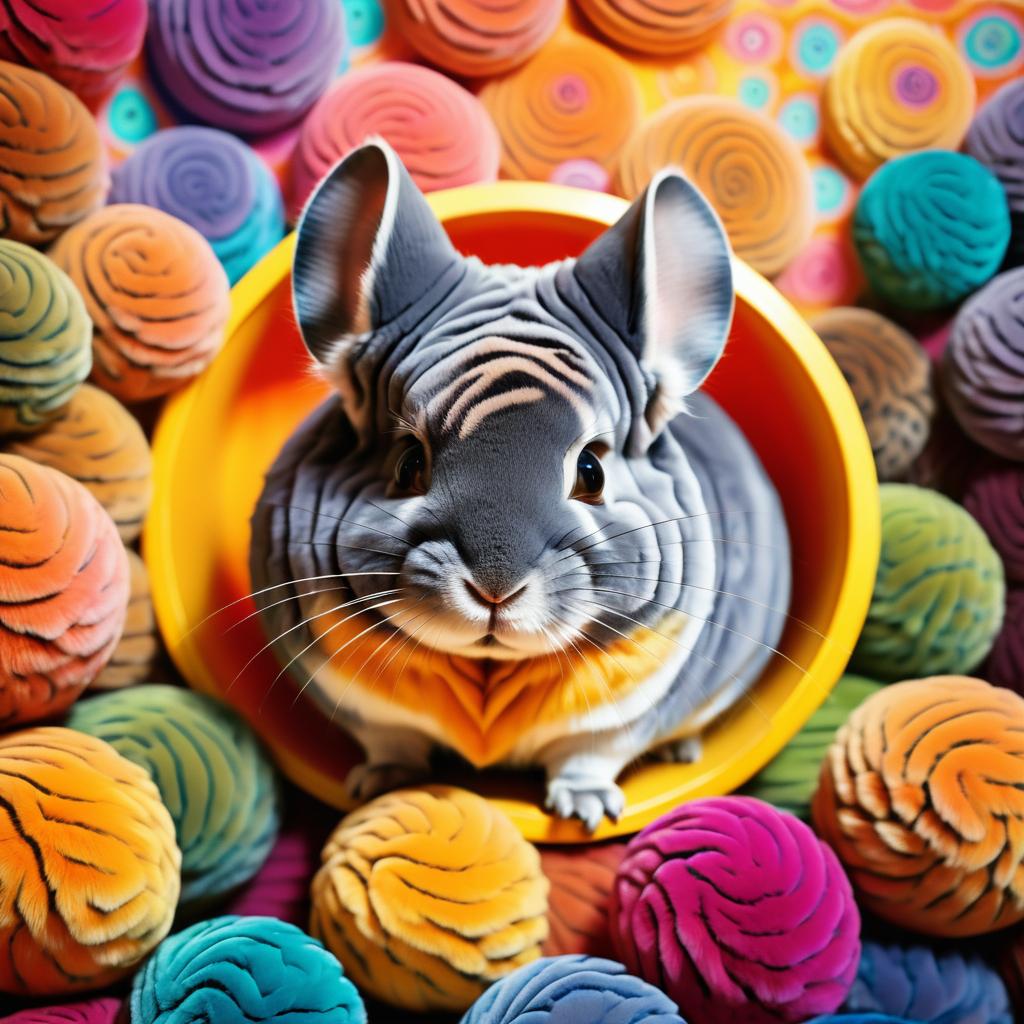 Vibrant Chinchilla in Surreal Analog Style