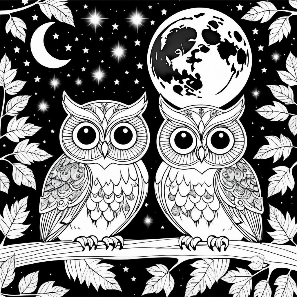 Cinematic Owl Tattoo Design for Coloring