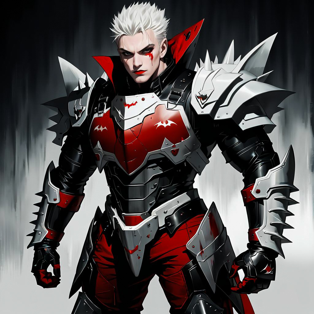 Determined Vampire Fighter in Armored Suit