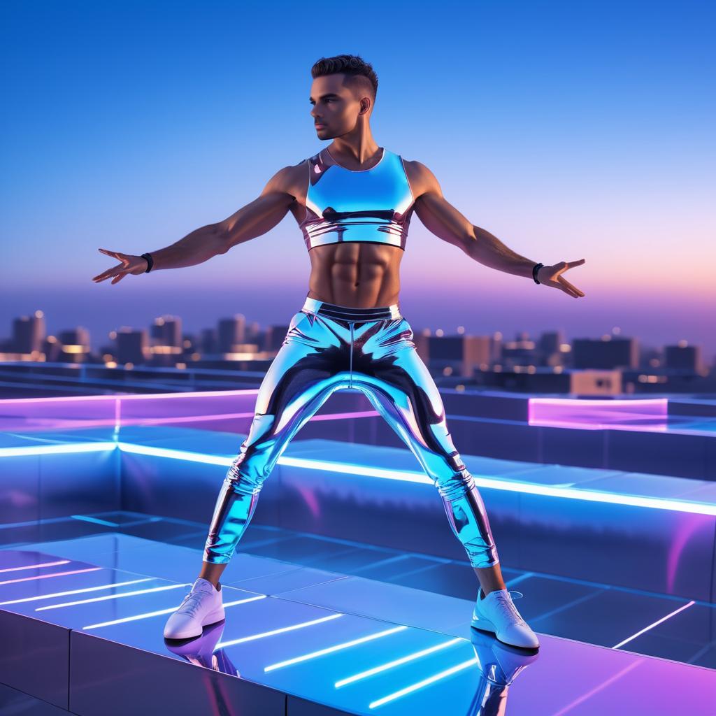 Futuristic Male Dancer on Rooftop