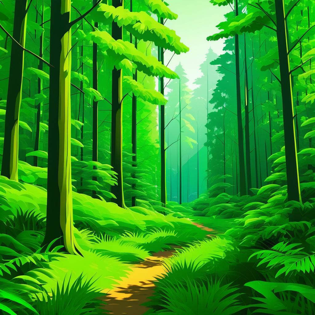 Hyperrealistic Lush Forest Vector Art