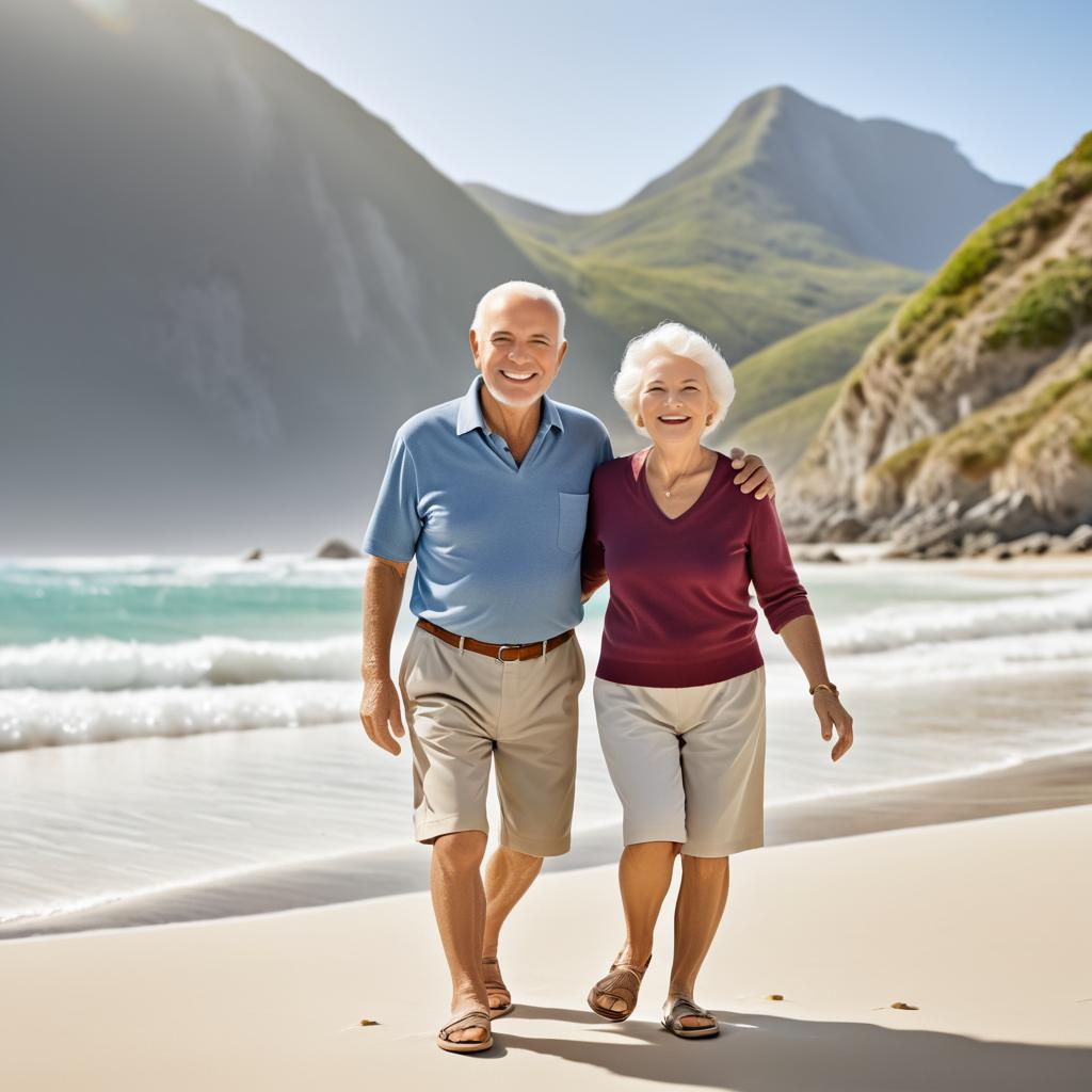 Joyful Elderly Couple at the Beach