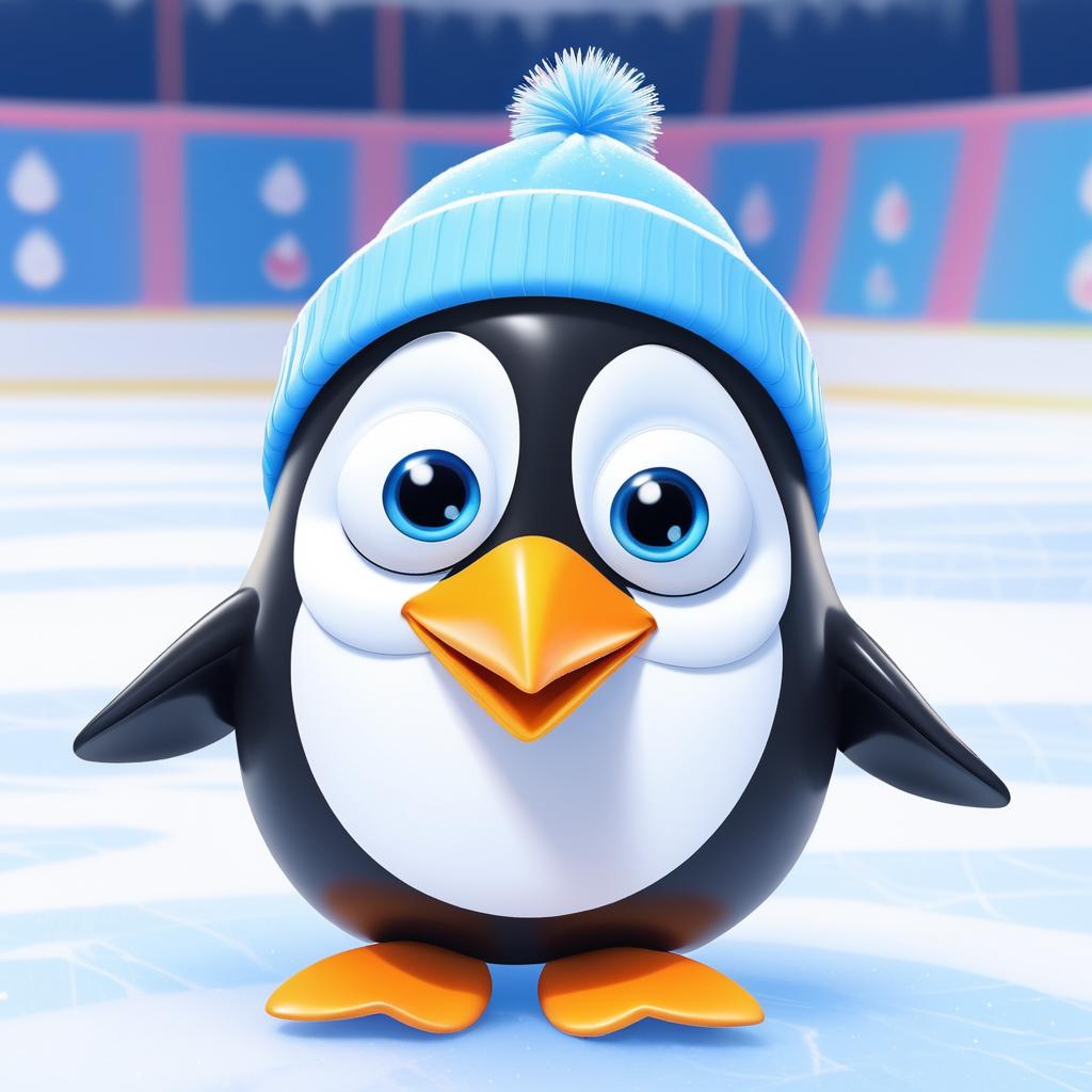 Playful Penguin on Ice with Flippers