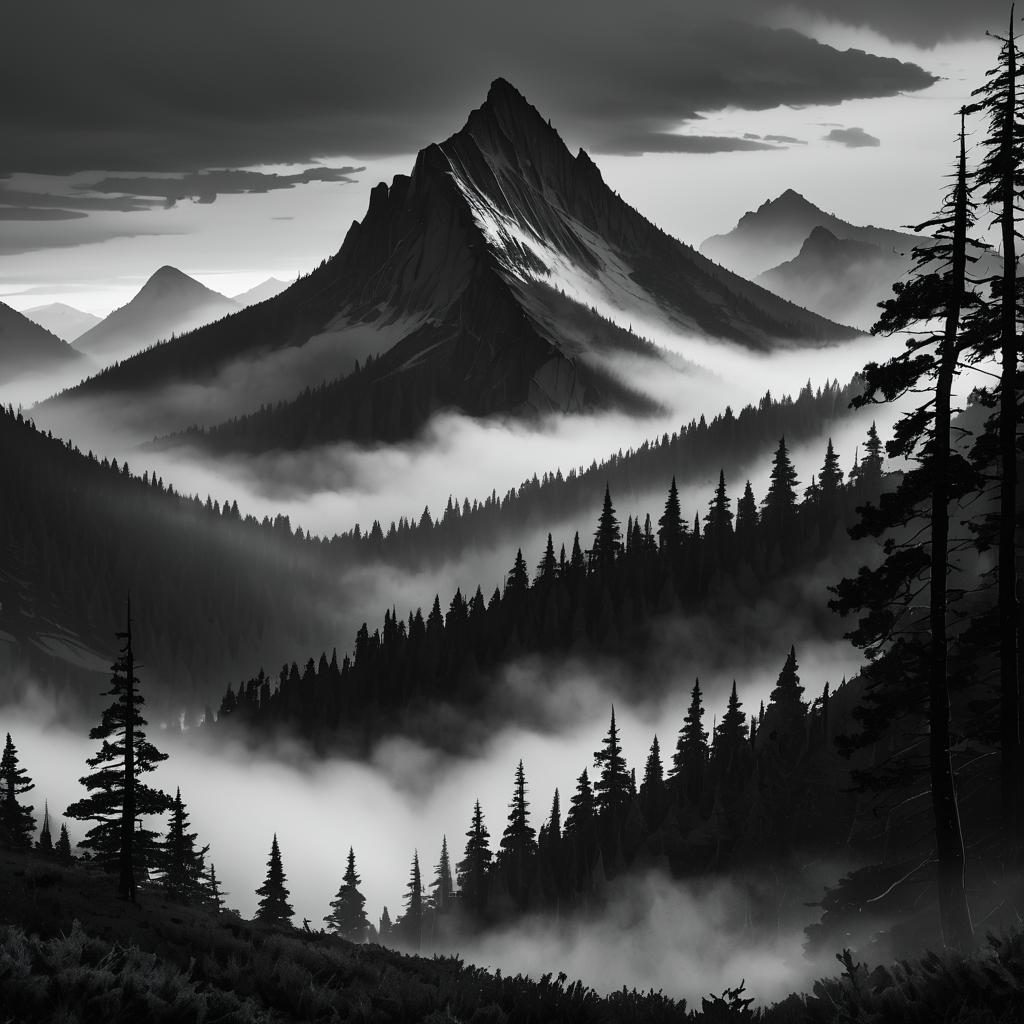 Dramatic Black-and-White Highlands at Dawn