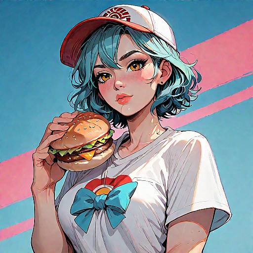 Wendy Holding A Giant Hamburger