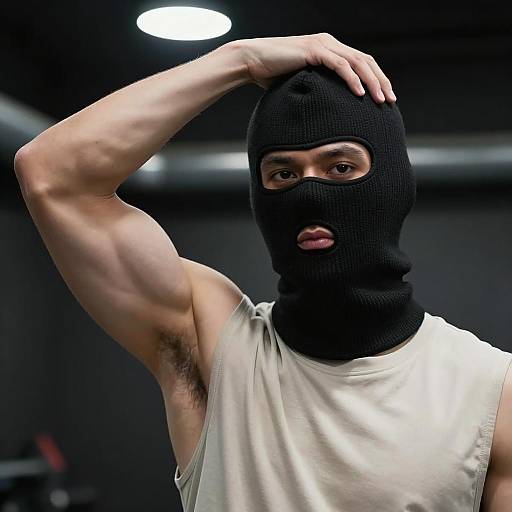 Intense Man in Balaclava Portrait