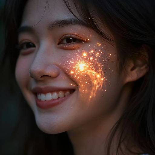 Radiant Smile with Fiery Constellation