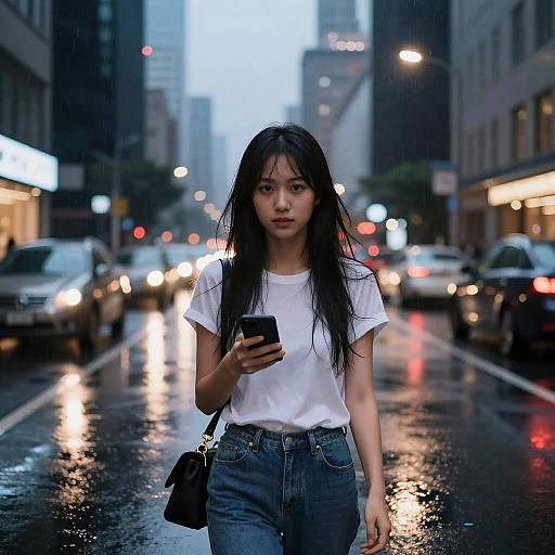 Realistic Night Cityscape with Rain Effect