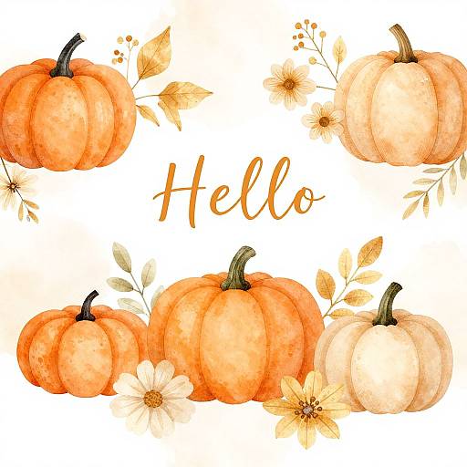 Artistic Watercolor Pumpkin Wallpaper