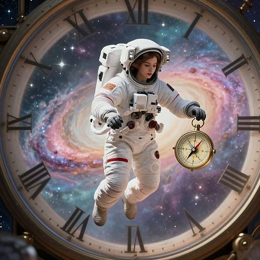 Surreal Astronaut in Vintage Space