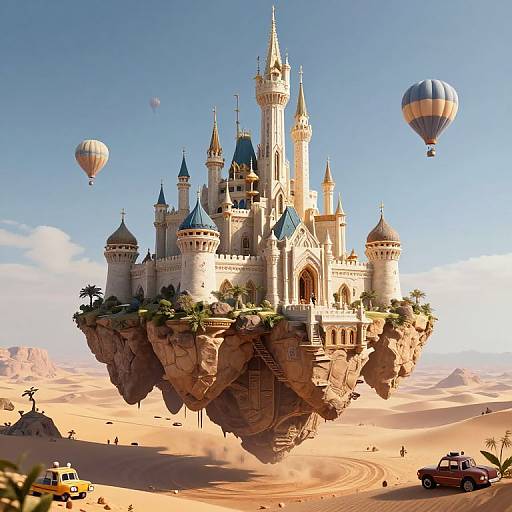 Surreal Floating Desert Castle Fantasy