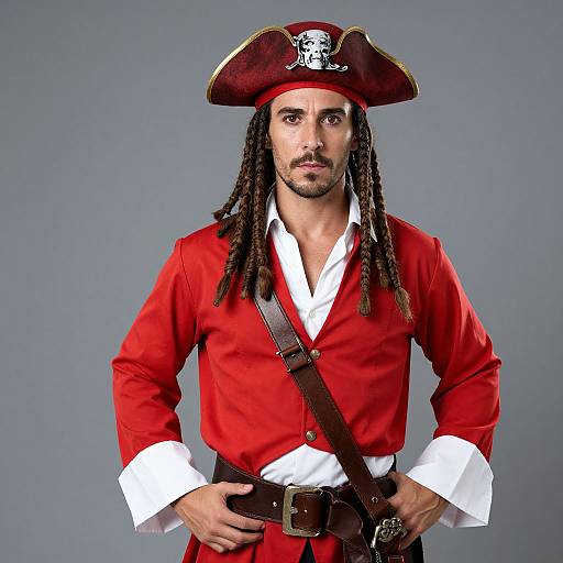 Man in Red Pirate Costume