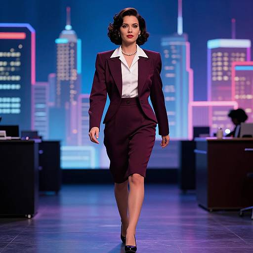 80s Power Suit Businesswoman Walking