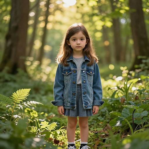 Photorealistic Young Girl in Sunlit Forest