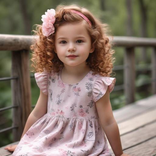 Toddler Girl with Curly Hair on Wooden Bridge