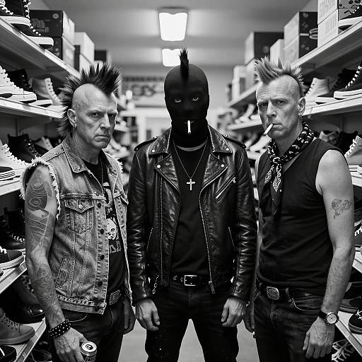 Intense Punk Trio in Store Aisle