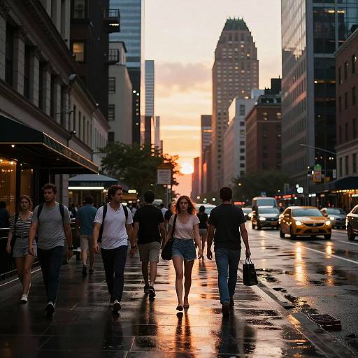 Hyper-Realistic City Street Sunset