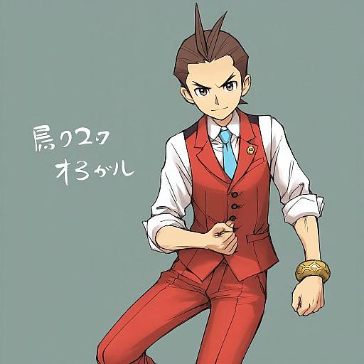Illustration of Apollo justice, ace attorney in the style of Mosha