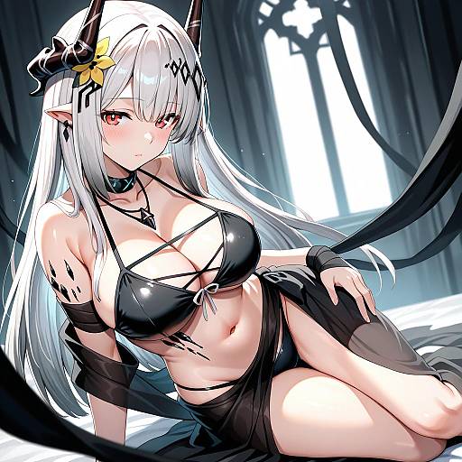 Illustration of Mudrock (silent night) (arknights), arknights in the style of Shin'yashiki