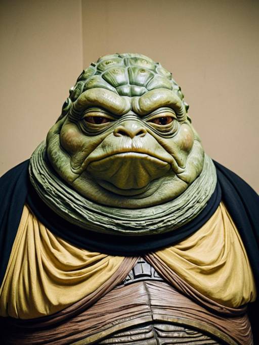 Humorous Jabba the Hutt Face Swap Cosplay